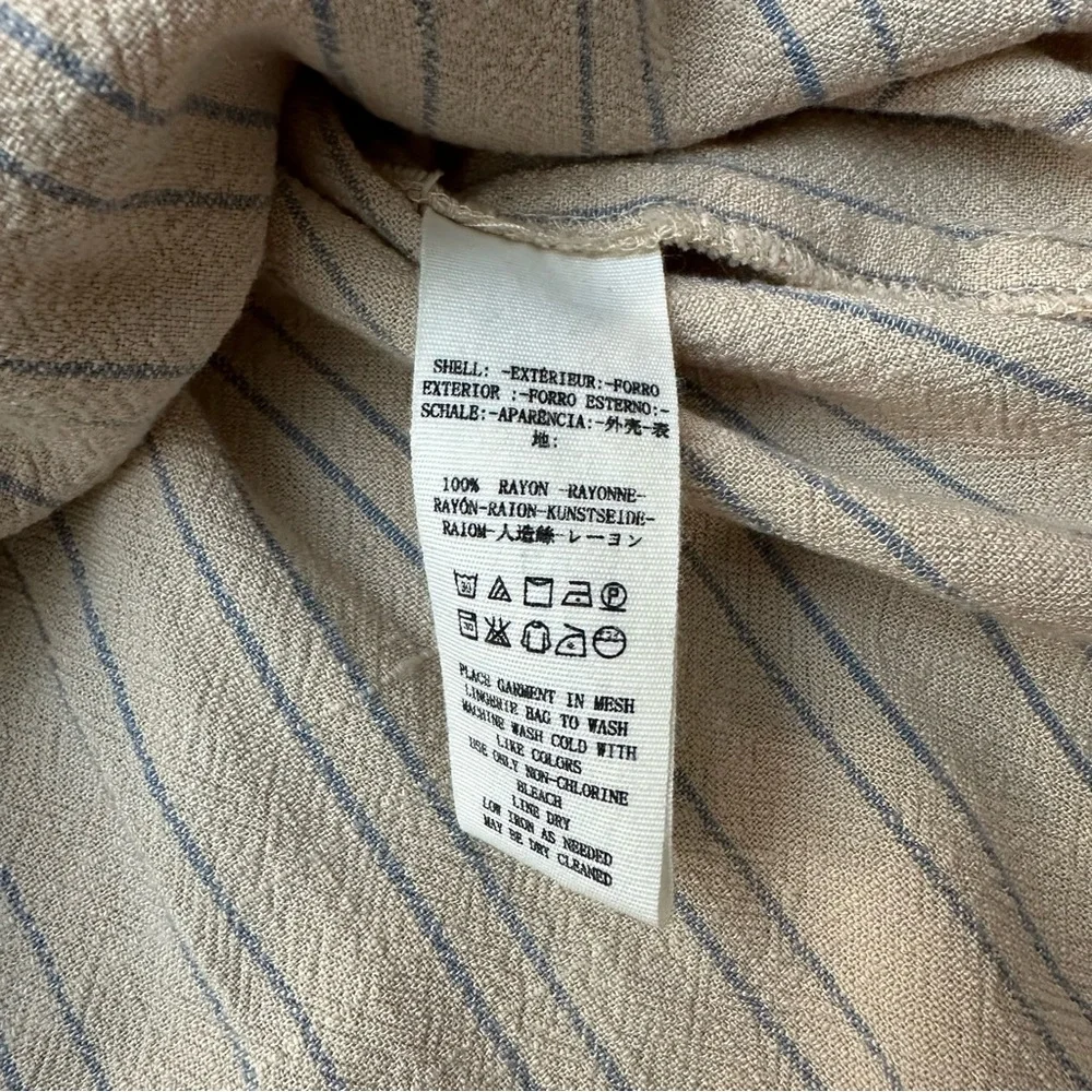 Free People Stripe Rayon Midi Shirtdress Women’s Size XS Cream Blue